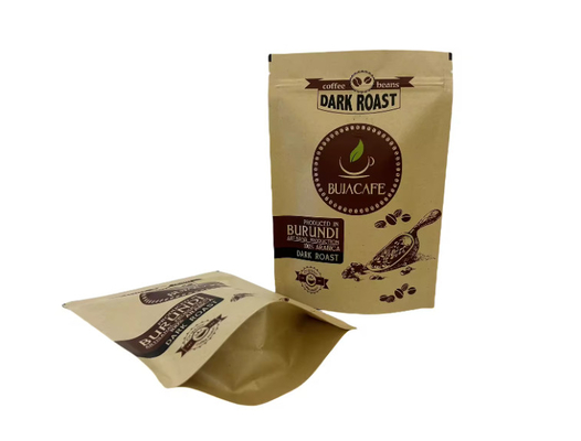 堆肥可能 生物分解可能 スタンドアップ 平底 クラフト紙 食品 梱包 ザイパー ポケット バルブ付き カスタム 印刷 コーヒー バッグ