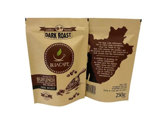堆肥可能 生物分解可能 スタンドアップ 平底 クラフト紙 食品 梱包 ザイパー ポケット バルブ付き カスタム 印刷 コーヒー バッグ