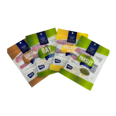 カスタムプリントサケット 3 面シールラミネート プラスチック袋 調味料 調味料 サケット 食用品 包装 Ziplock マイラーバッグ
