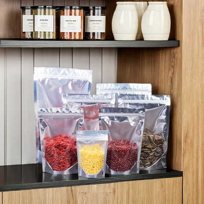 新透明 PE プラスチック 立体シッパー バッグ 銀塗り印刷 砂糖とゼリーのための食品包装