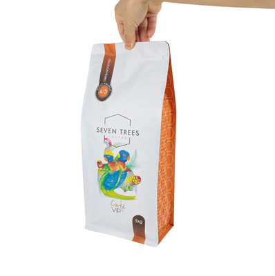 パーソナライズ ロゴ 印刷 平底袋 蓋セット 8 面 密封 ペット 食品 バッグ 米 クッキー 乾燥品 食品 コーヒー用 プラスチック バッグ