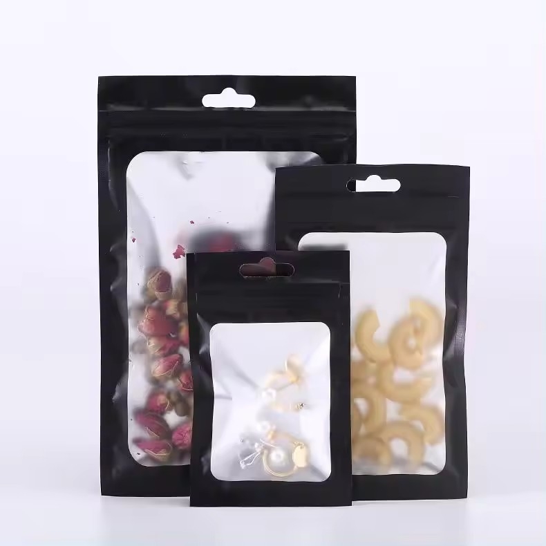 マット黒色 臭いに耐える プラスチック  Zip Lock 包装 透明窓付き マイラー バッグ