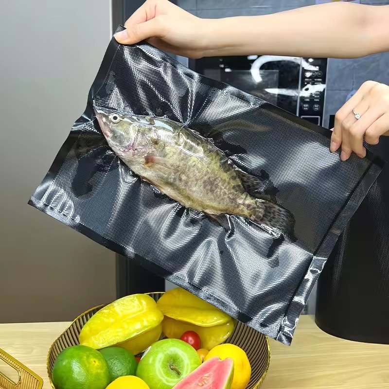テクスチャとプレッシャー付きの真空袋 食品節約用真空シール袋 透明/黒い真空袋