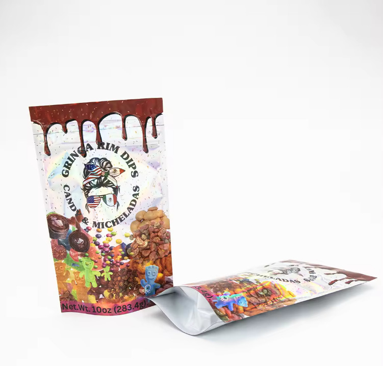 工場 オーダーメイド 印刷 糖 食品 包装 プラスチック 包装 アルミ フィルム マイラー スタンドアップ ポッチ バッグ ダイ カット マイラー バッグ