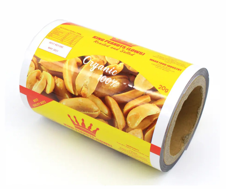 スナック/ポテトチップス/ナッツ用プラスチックプリントフィルムロールの工場,ラミネート小袋 スナックパッケージングフィルムロール