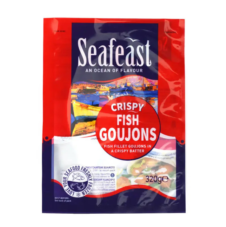 カスタム プリント バキュム 魚 鶏 冷凍食品 包装 3 面 密封 ローゴ付き プラスチック袋