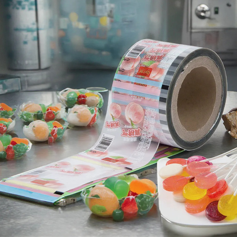 カスタム印刷 サケット 梱包ロールフィルム 食品グレード PE Bopp キャンディー ローリーポップ チョコレート 食品 自動梱包ロールフィルム