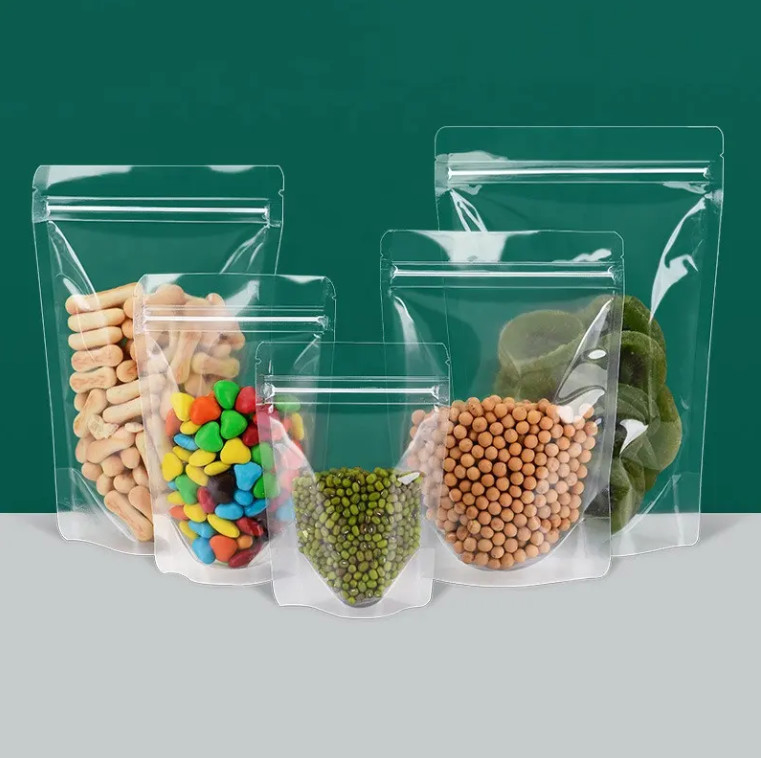 食品 Ziplock クリア カスタムプリント スタンドアップ ポケット Zip Lock 包装 ザイプ付き 透明性のあるプラスチック袋