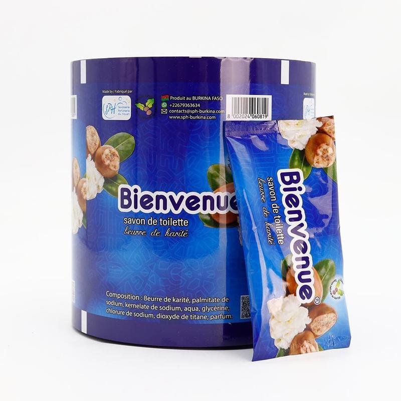 ホットセール カスタム印刷 ラミネート食品グレード プラスチックロールフィルム 柔軟な包装 石鹸包装用